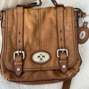 Fossil Tan Leather Crossbody Bag